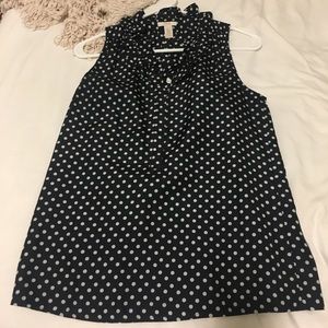 Dark navy polka dot blouse